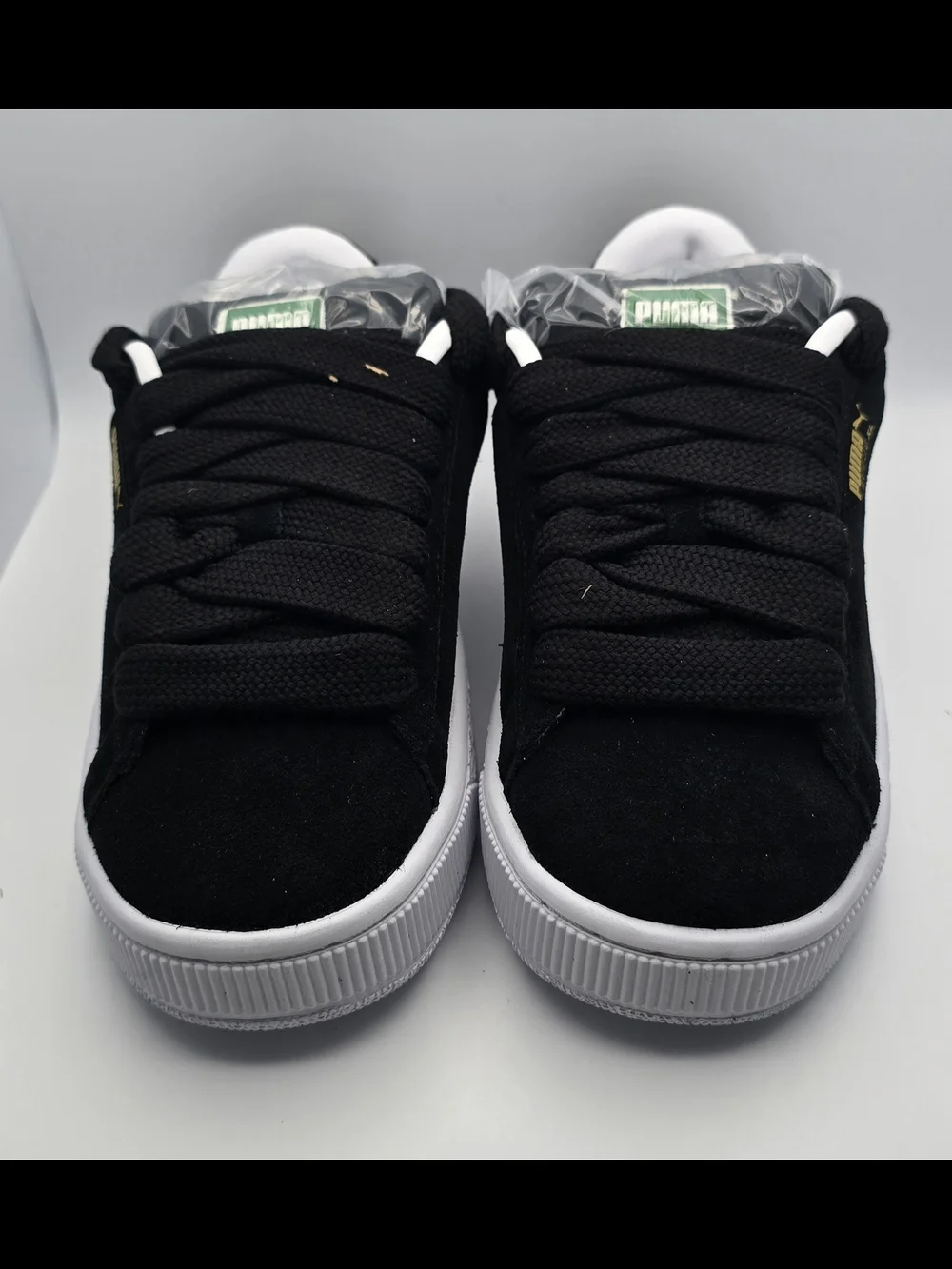 Puma Suede Kids 4.5 XL Black/White Casual Sneakers Womens 6